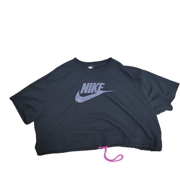 Nike Womwens Plus Size‎ 3x Black Icon Clash Crop Tee - Picture 1 of 9